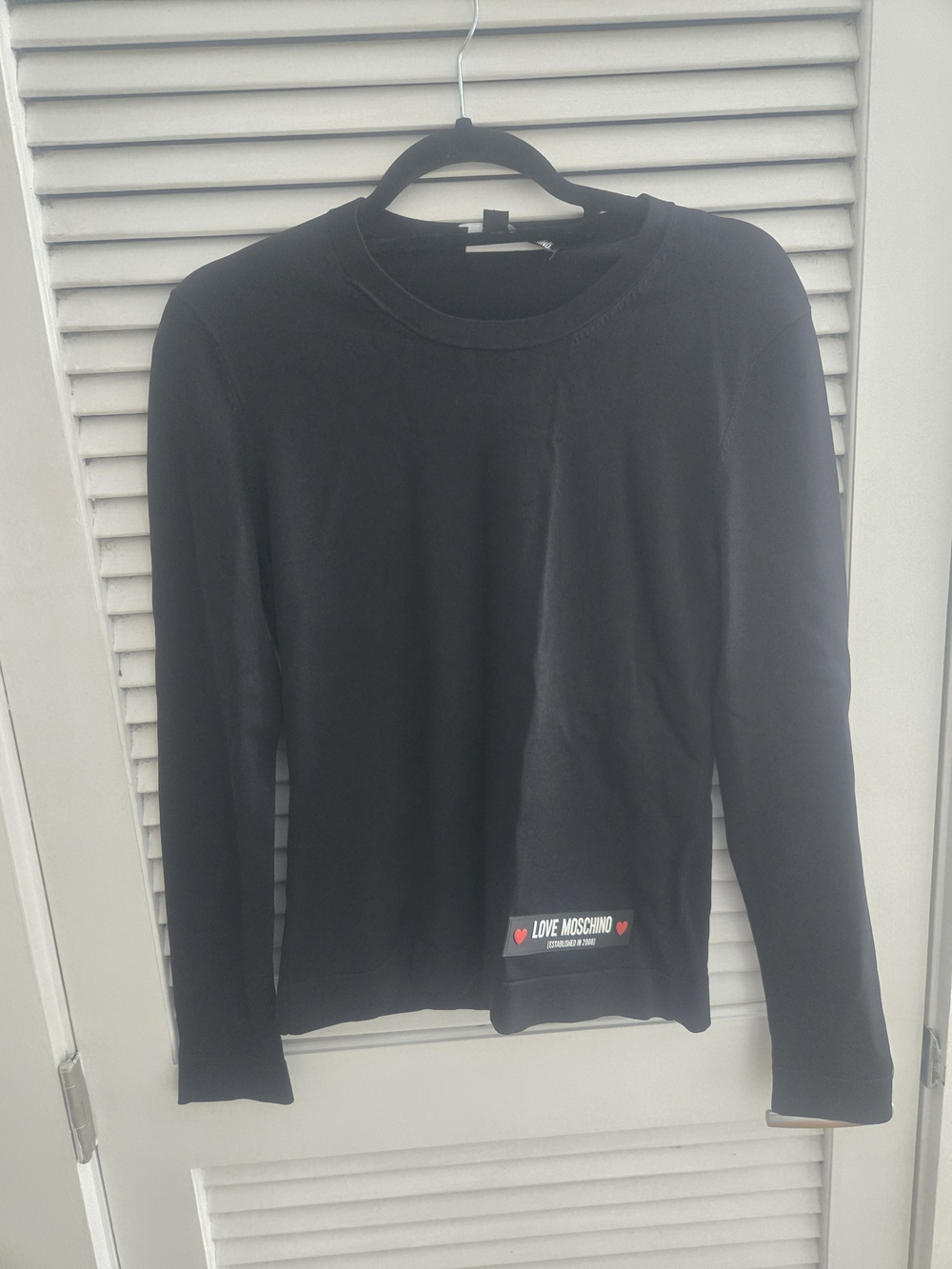 Love Moschino Black Sweater with Red Heart Patch